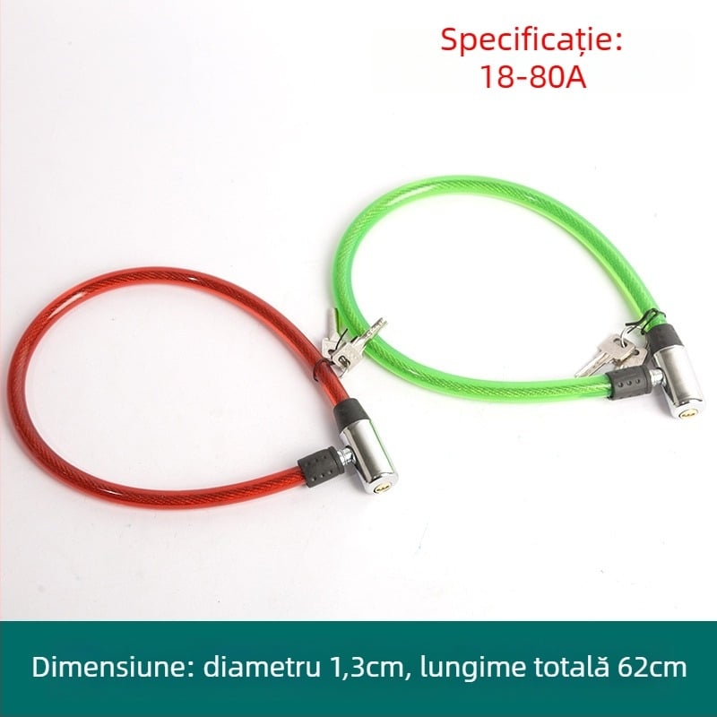 Oakman lacăt cablu, model Wire lock, material fier PVC, destinat bicicletelor, vehiculelor electrice și motocicletelor