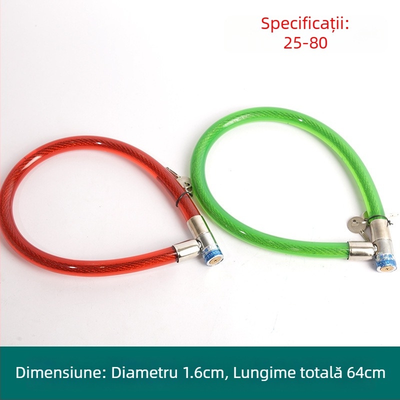 Oakman lacăt cablu, model Wire lock, material fier PVC, destinat bicicletelor, vehiculelor electrice și motocicletelor