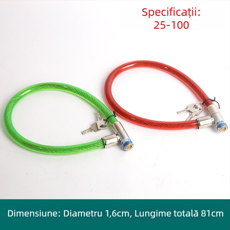 Oakman lacăt cablu, model Wire lock, material fier PVC, destinat bicicletelor, vehiculelor electrice și motocicletelor