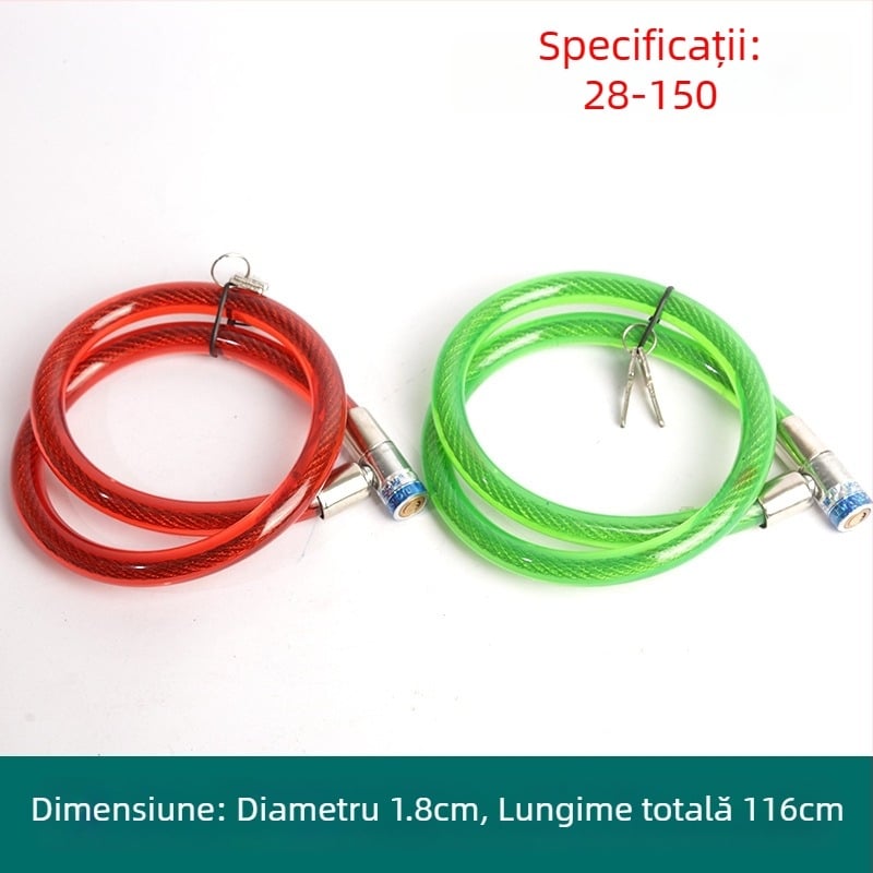 Oakman lacăt cablu, model Wire lock, material fier PVC, destinat bicicletelor, vehiculelor electrice și motocicletelor