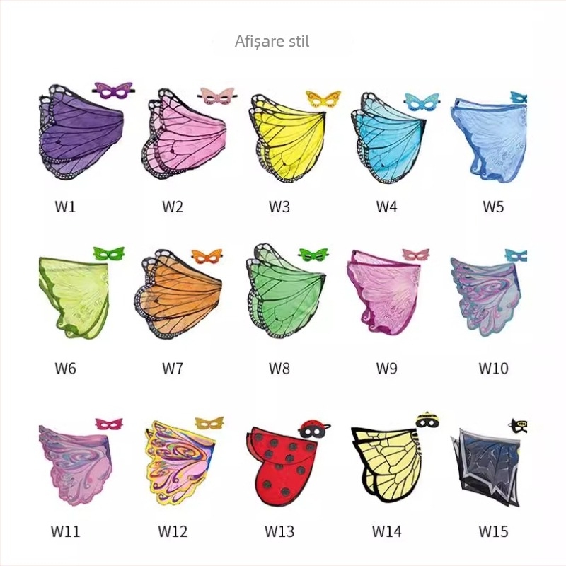 Partytree Costum de scenă pentru copii: pelerină cu aripi de fluture, zână și înger, sex neutru, țesătură din amestec fibre chimice, vară 2022, potrivit pentru copii până la 17 ani