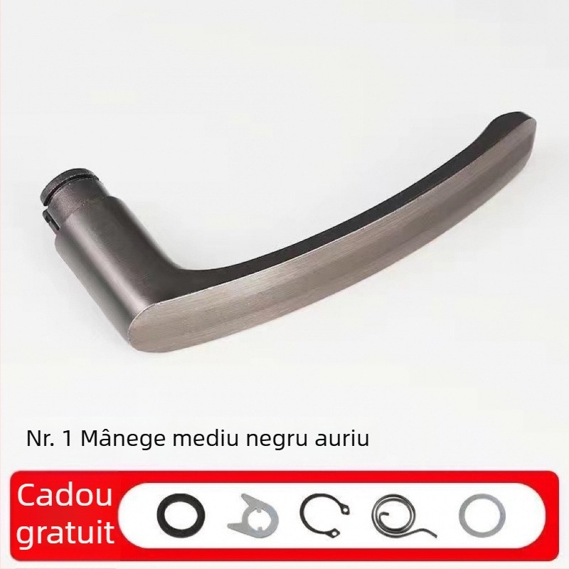 Mâner de ușă pentru dormitor, cu încuietoare anti-furt, model 1, stil modern minimalist, cu accesorii