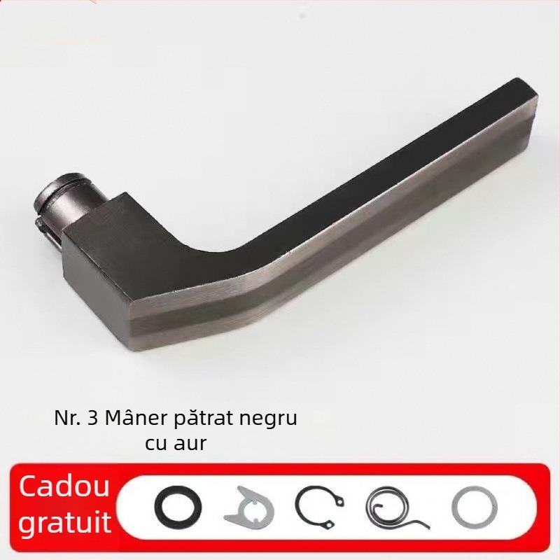 Mâner de ușă pentru dormitor, cu încuietoare anti-furt, model 1, stil modern minimalist, cu accesorii
