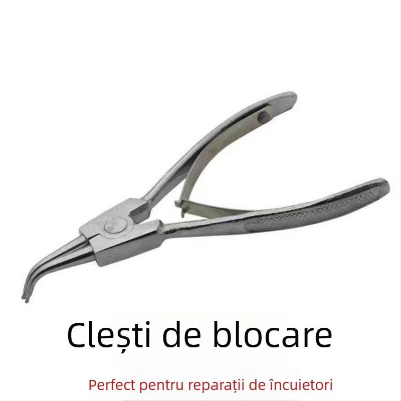Mâner de ușă pentru dormitor, cu încuietoare anti-furt, model 1, stil modern minimalist, cu accesorii