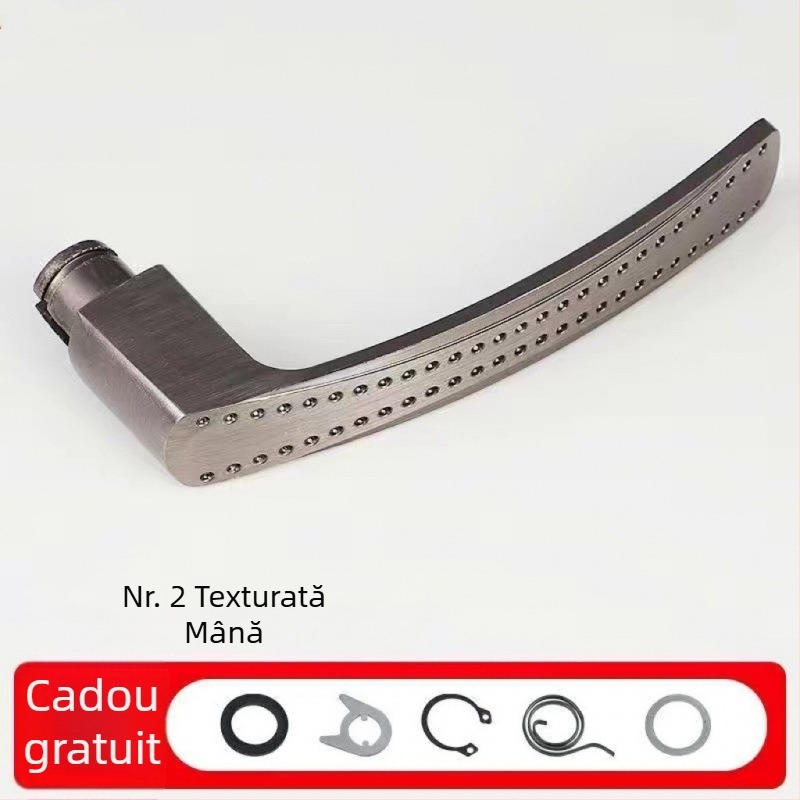 Mâner de ușă pentru dormitor, cu încuietoare anti-furt, model 1, stil modern minimalist, cu accesorii