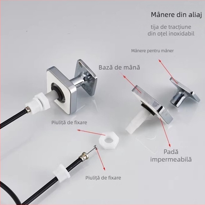 Plug automat pentru scurgerea chiuvetei de baie, formă în S, tip bounce, din plastic și oțel inoxidabil, model DR, brand Xuan oh