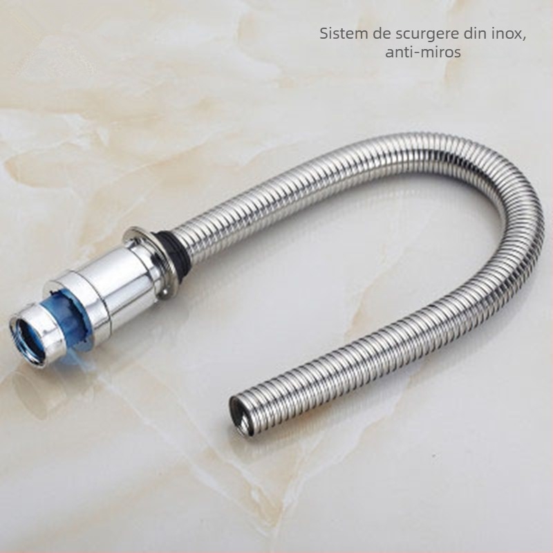 Plug automat pentru scurgerea chiuvetei de baie, formă în S, tip bounce, din plastic și oțel inoxidabil, model DR, brand Xuan oh