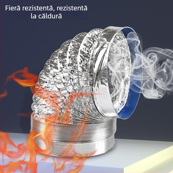 Conductă de ventilație telescopică, cu dublu strat și folie de aluminiu, pentru bucătărie și baie