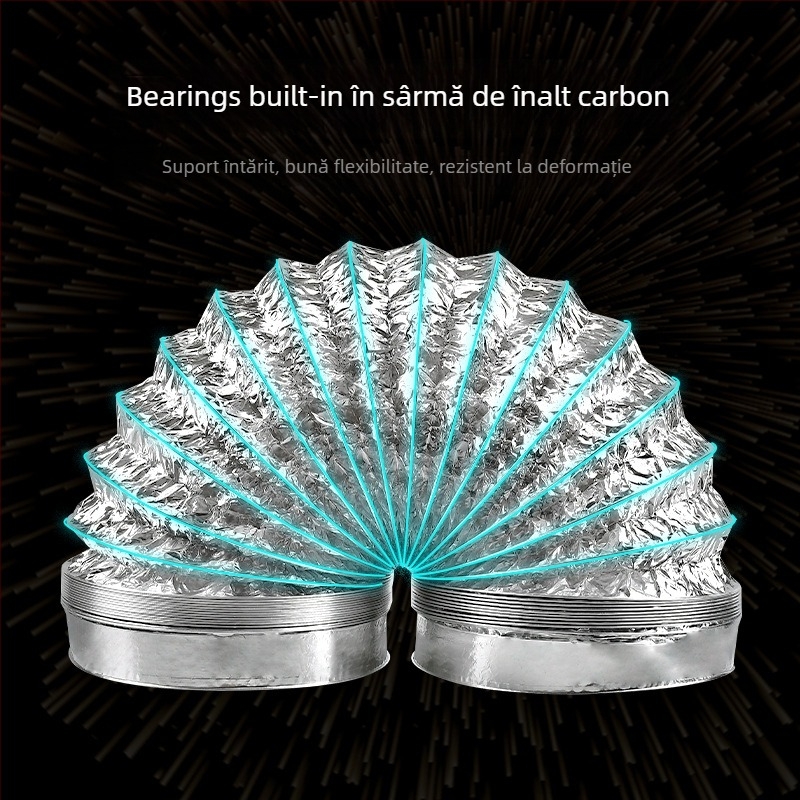 Conductă de ventilație telescopică, cu dublu strat și folie de aluminiu, pentru bucătărie și baie