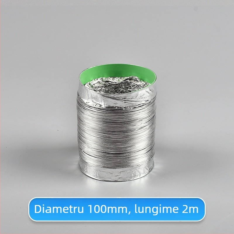 Conductă de ventilație telescopică, cu dublu strat și folie de aluminiu, pentru bucătărie și baie