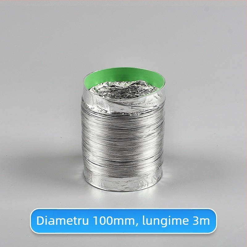 Conductă de ventilație telescopică, cu dublu strat și folie de aluminiu, pentru bucătărie și baie