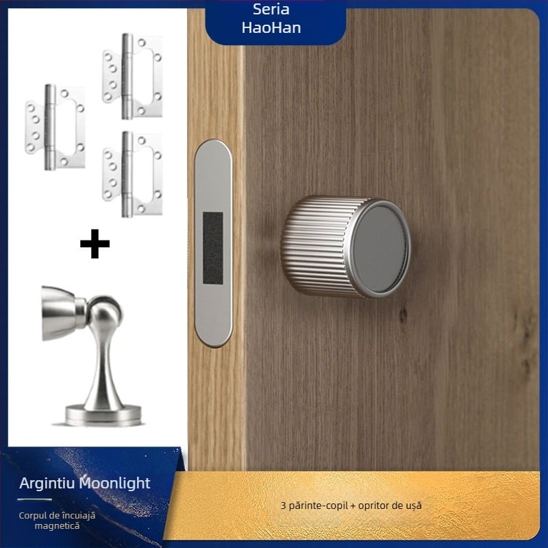 Încuietoare de ușă cu mâner integrat, aliaj de zinc, modelul 5831, design modern minimalist pentru uși interioare