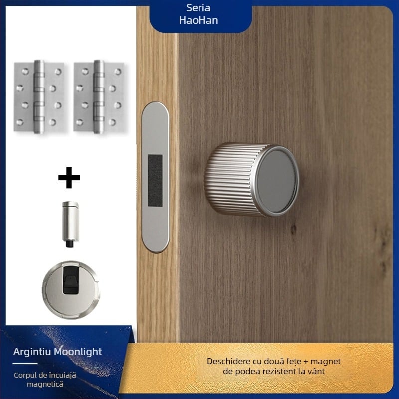 Încuietoare de ușă cu mâner integrat, aliaj de zinc, modelul 5831, design modern minimalist pentru uși interioare