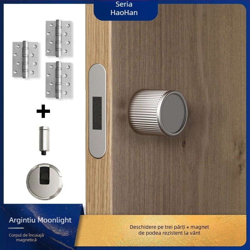 Încuietoare de ușă cu mâner integrat, aliaj de zinc, modelul 5831, design modern minimalist pentru uși interioare