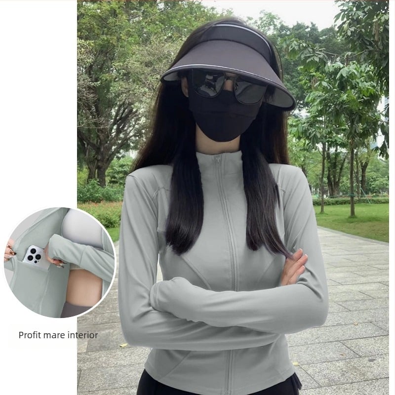 Jachetă scurtă de protecție UV pentru femei, croială slim-fit, material poliester, uscare rapidă, UPF50+