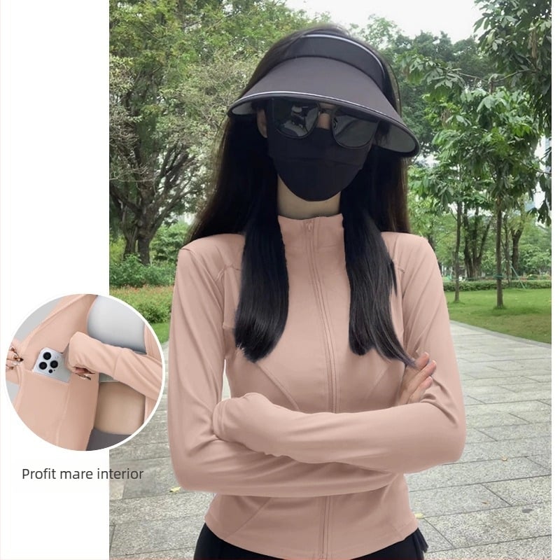 Jachetă scurtă de protecție UV pentru femei, croială slim-fit, material poliester, uscare rapidă, UPF50+