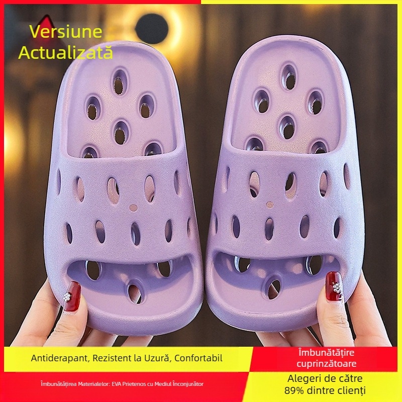 Șlapi EVA pentru baie – uscare rapidă, antiderapant, design ventilat cu cavități, unisex, papuci părinți-copii