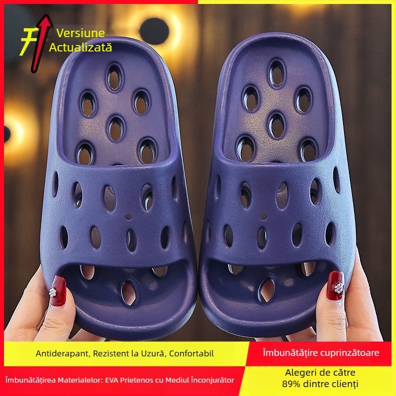 Șlapi EVA pentru baie – uscare rapidă, antiderapant, design ventilat cu cavități, unisex, papuci părinți-copii