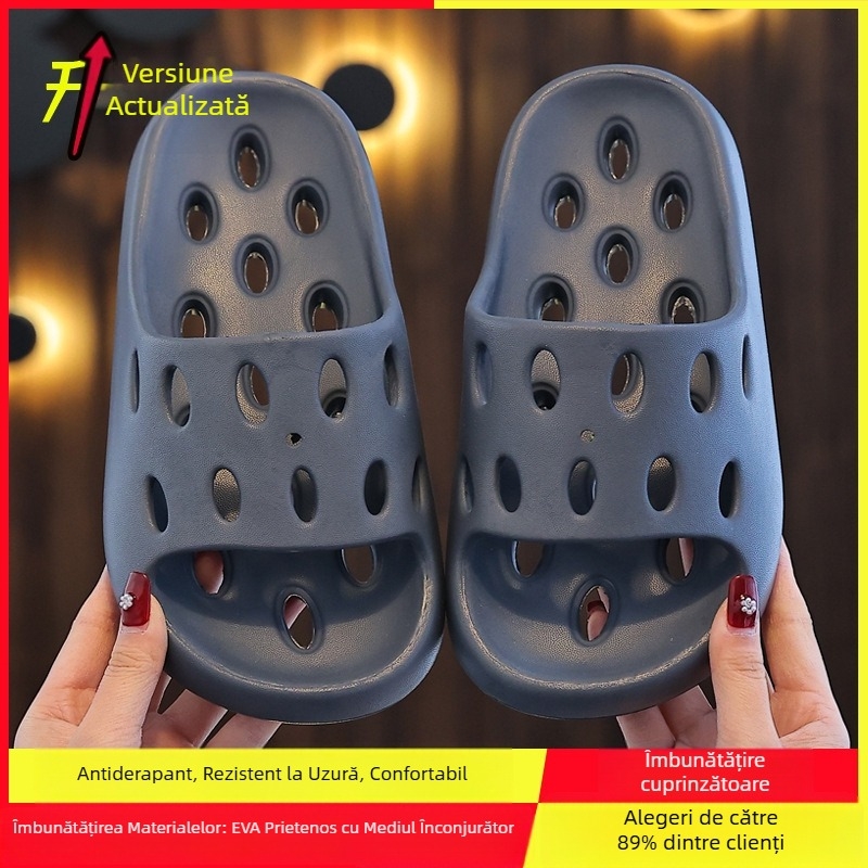 Șlapi EVA pentru baie – uscare rapidă, antiderapant, design ventilat cu cavități, unisex, papuci părinți-copii