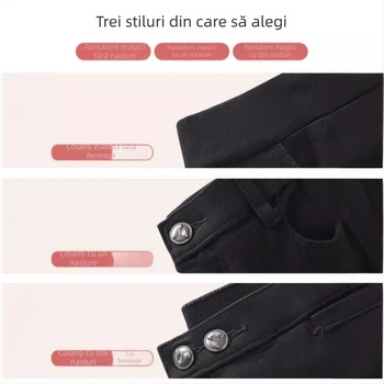 Colanți damă 3/4, căptuțiți cu fleece, talie înaltă, croială mulat, elastici, uni, pentru toamnă-iarna, potriviți pentru siluete mici