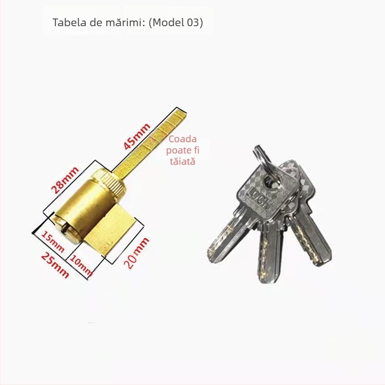 Cilindru de închidere pentru uși interioare, cupru/zinc, brand Ju jia, stil modern minimalist