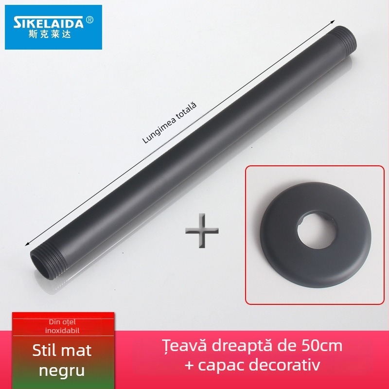 Brat de duș încastrat în perete cu pulverizator superior, braț circular din oțel inoxidabil 304, model SKD1223