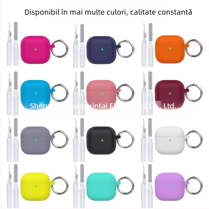 Husă din silicon pentru AirPods 4, universală, protecție totală, turnare prin injecție