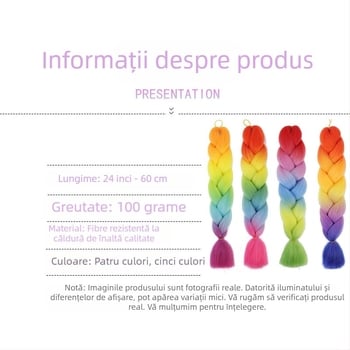 Perucă cu coadă și împletituri Jumbo - Caiya, fibre sintetice rezistente la temperatură înaltă, mecanism de împletire