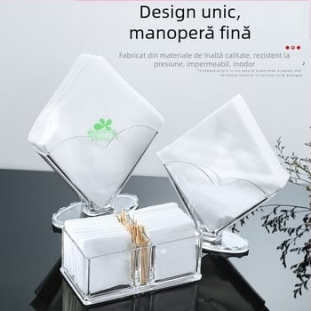 Suport din acril pentru șervețele, pe birou, vertical, suport pătrat pentru șervețete, cutie transparentă pentru șervețete cu imprimare a logo-ului