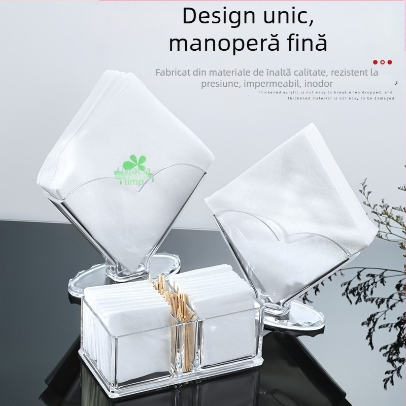 Suport din acril pentru șervețele, pe birou, vertical, suport pătrat pentru șervețete, cutie transparentă pentru șervețete cu imprimare a logo-ului