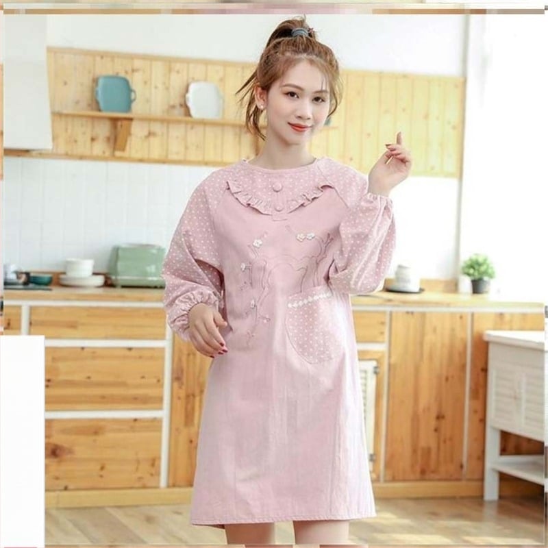 Șorț de bucătărie cu mâneci lungi — impermeabil, rezistent la ulei, respirabil, subțire, pentru uz casnic