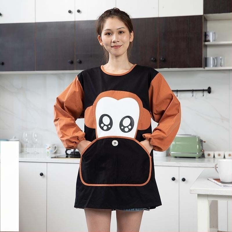 Șorț de bucătărie cu mâneci lungi — impermeabil, rezistent la ulei, respirabil, subțire, pentru uz casnic