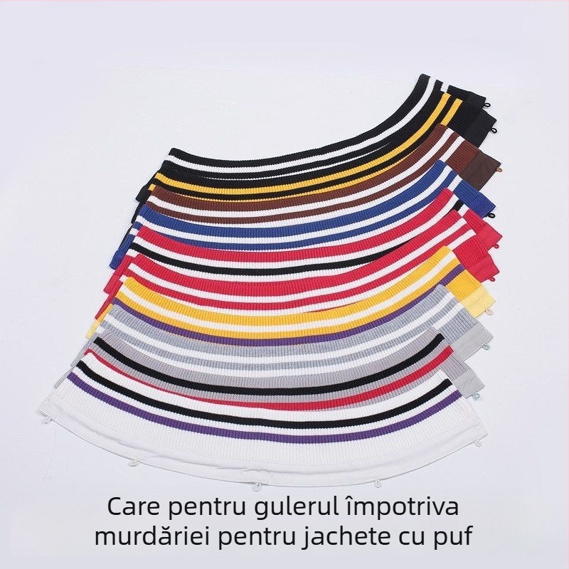 Geacă de iarnă cu guler demontabil în dungi de bumbac - unisex, poliester, primăvara 2023, ambalare individuală