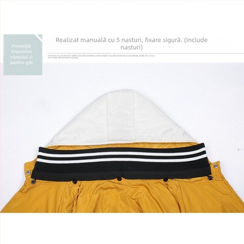 Geacă de iarnă cu guler demontabil în dungi de bumbac - unisex, poliester, primăvara 2023, ambalare individuală