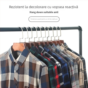 Cămașă bărbați cu mânecă lungă, carouri, bumbac, guler pătrat, stil casual lejer, potrivită pentru primăvară și toamnă