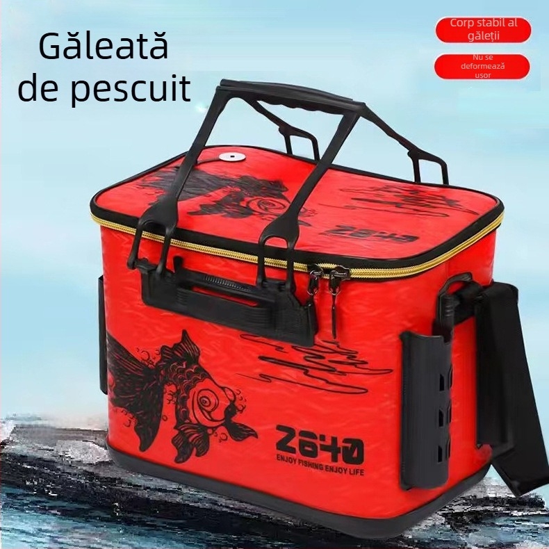 Găleată EVA pentru pescuit, cu cutie pentru năluci, găleată pliabilă de apă și cutie de depozitare a peștelui