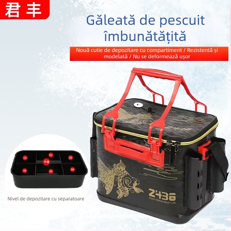 Găleată EVA pentru pescuit, cu cutie pentru năluci, găleată pliabilă de apă și cutie de depozitare a peștelui