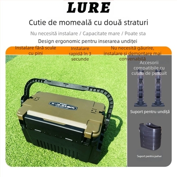Cutie multifunctională pentru pescuit exterior, cu capacitate mare și spațiu de depozitare