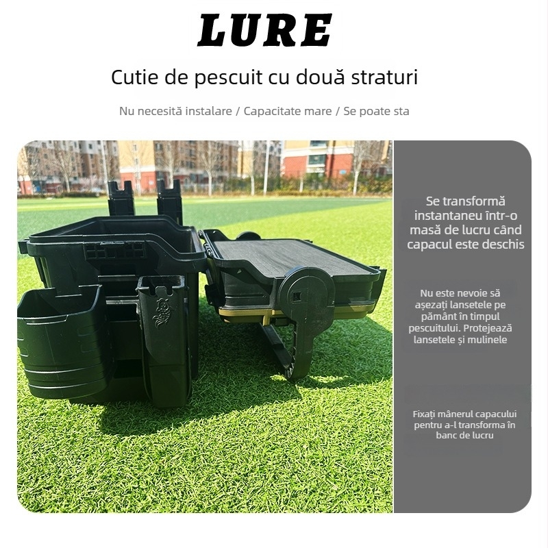Cutie multifunctională pentru pescuit exterior, cu capacitate mare și spațiu de depozitare