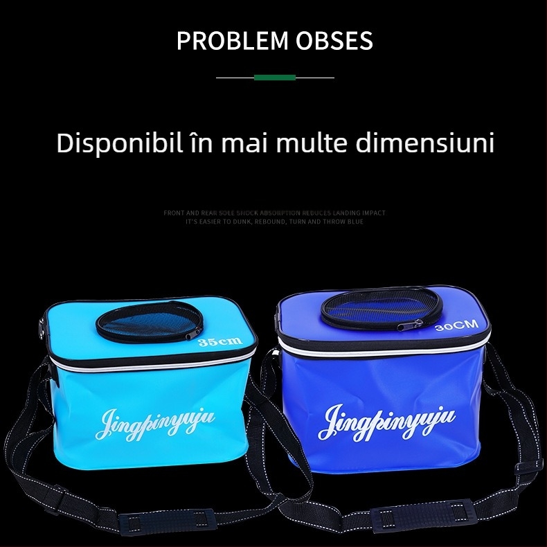 Cutie de pescuit pliabilă EVA, capacitate 9-12 L, coș portabil pentru pești vii, recipient de apă rezistent, accesorii pescuit