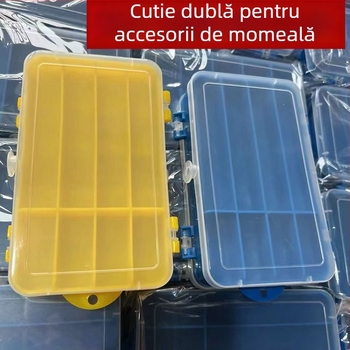 Cutie pentru accesorii de pescuit, cutie pentru năluci, depozit pentru momeli artificiale, cutie dublu fațată pentru năluci, cutie portabilă cu două etaje pentru momeli moi