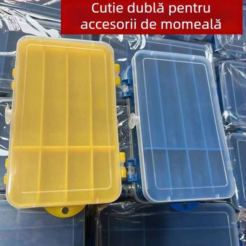 Cutie pentru accesorii de pescuit, cutie pentru năluci, depozit pentru momeli artificiale, cutie dublu fațată pentru năluci, cutie portabilă cu două etaje pentru momeli moi