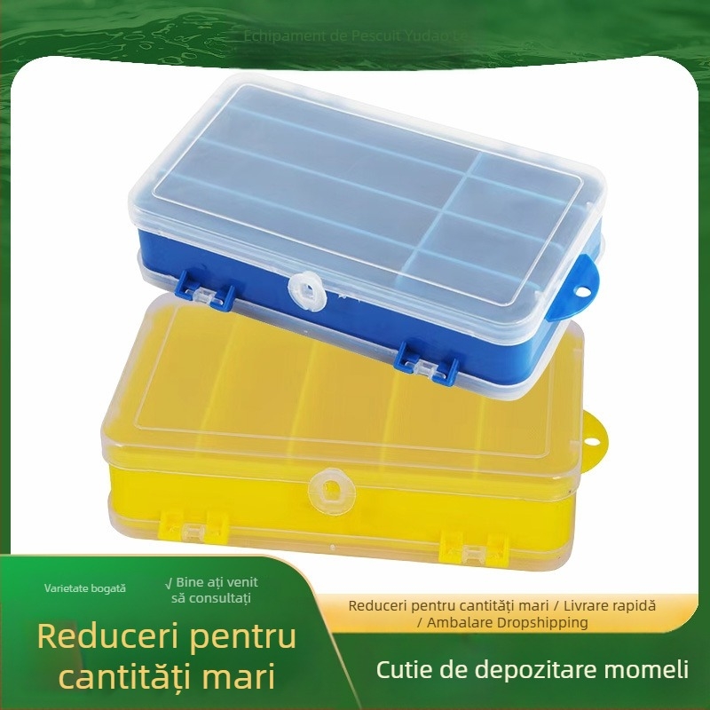 Cutie pentru accesorii de pescuit, cutie pentru năluci, depozit pentru momeli artificiale, cutie dublu fațată pentru năluci, cutie portabilă cu două etaje pentru momeli moi