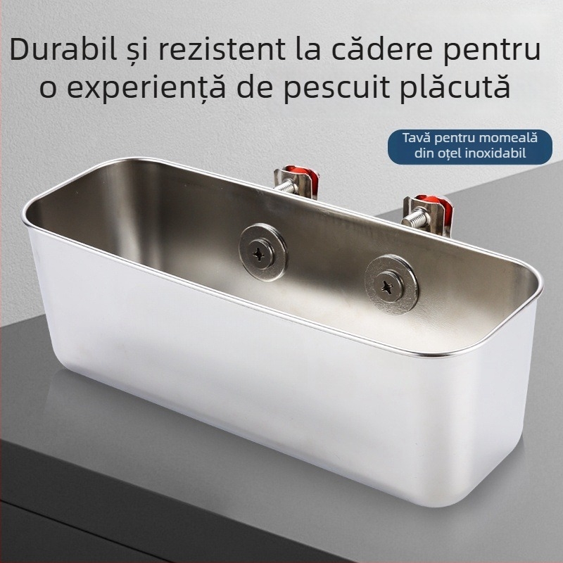 Tavă pentru momeli din oțel inoxidabil pentru barcă, cu cutie pentru momeli vii și spațiu de depozitare