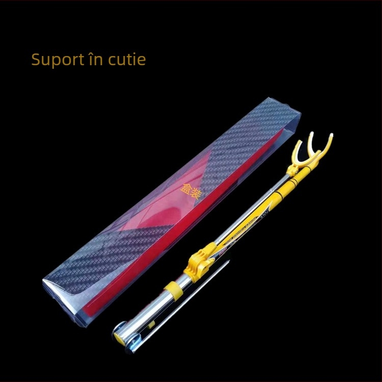 Suport pentru undițe din fibră de carbon cu țăruș pentru sol și cutie de pescuit, suport telescopic cu dublă funcție