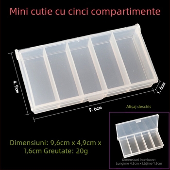 Cutie cu cinci compartimente pentru năluci și accesorii, cutie din plastic pentru depozitare