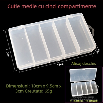 Cutie cu cinci compartimente pentru năluci și accesorii, cutie din plastic pentru depozitare