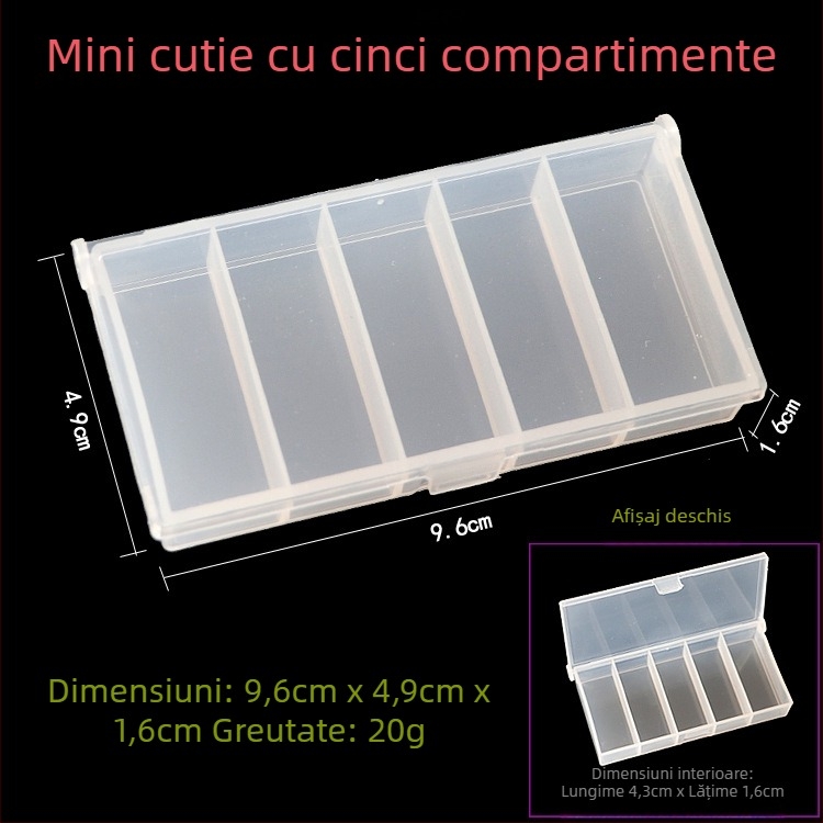Cutie cu cinci compartimente pentru năluci și accesorii, cutie din plastic pentru depozitare