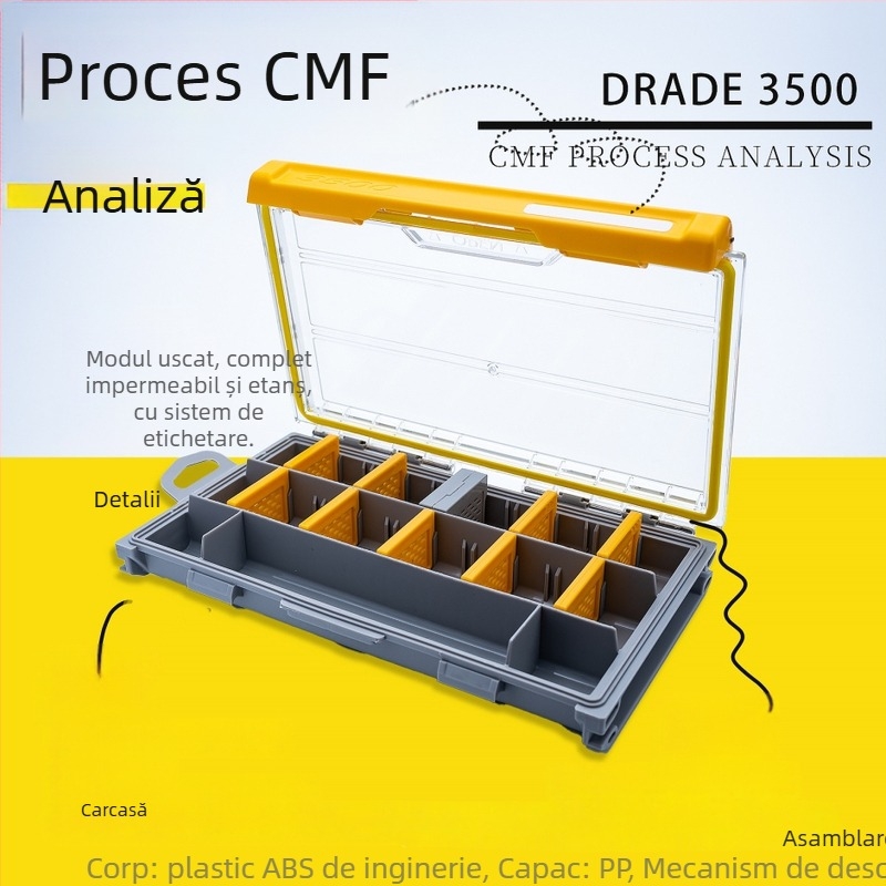 Crucian Carp 3500 cutie de năluci cu spațiu de depozitare etanș pentru pencil Minnow și năluci VIB, ABS
