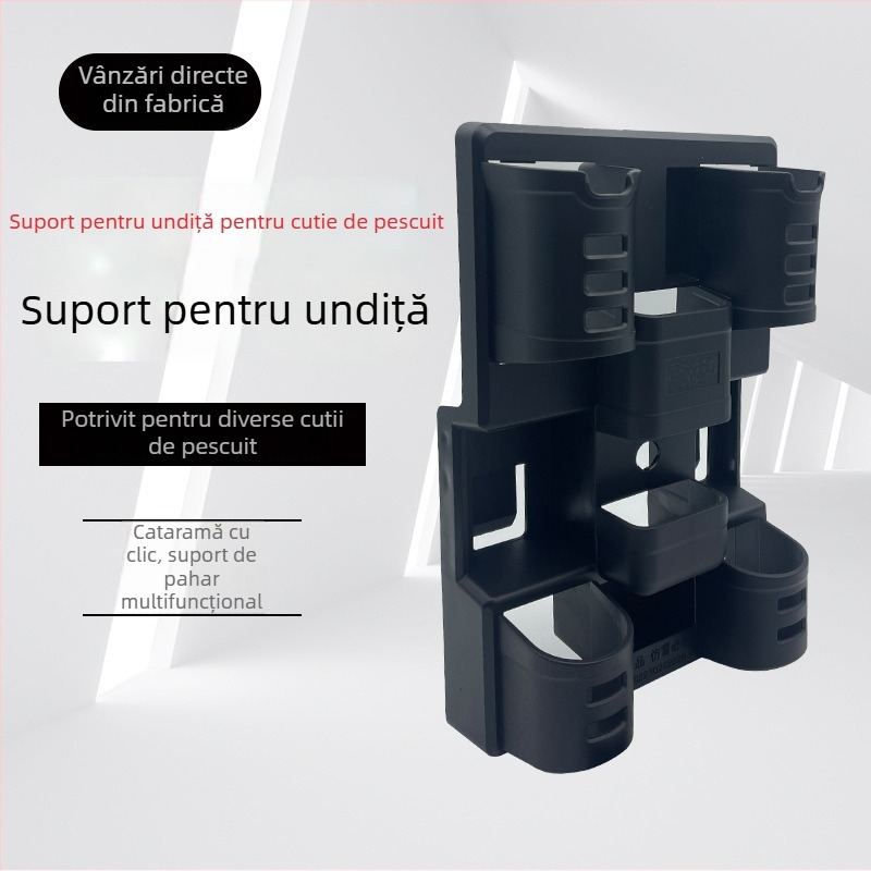 Suport multifuncțional pentru undițe, cu accesorii pentru cupă și găleată
